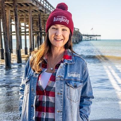 Weave Pom Pom Beanie